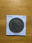 1927 D Peace Dollar 90% Silver, VF+ Condition