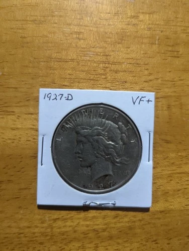 1927 D Peace Dollar 90% Silver, VF+ Condition