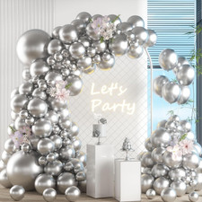 Palloncini Argento, 105 Pezzi 18 12 10 5 Pollici Kit Arco Palloncini Metallo Arg