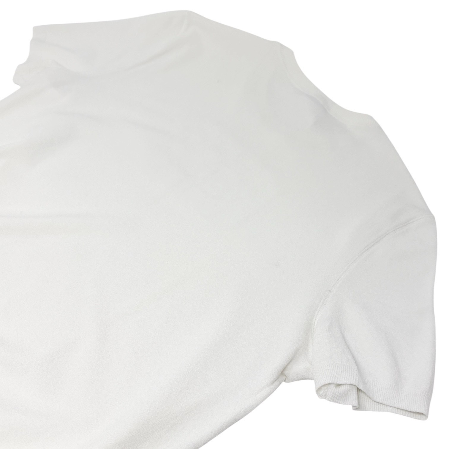 CHANEL Vintage 04C CC Logo Knit T-shirt Top #46 White Cotton See-through Mesh image 6