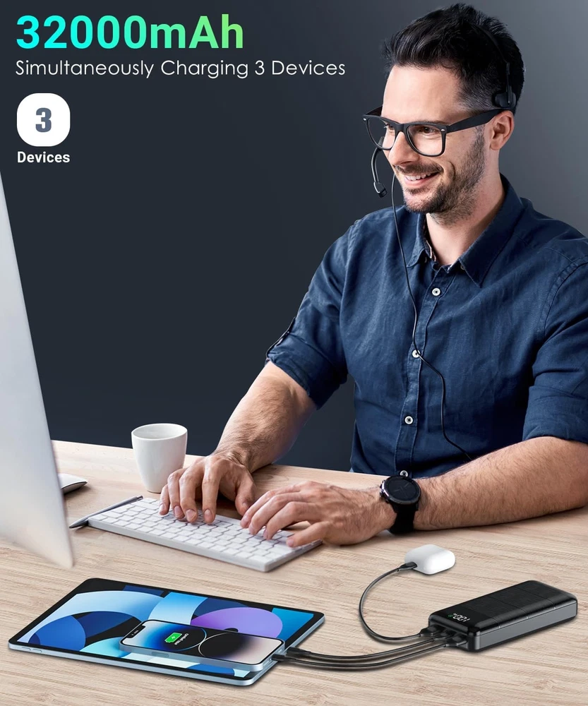 32000mAh Power Bank Fast Charger 5V3A Portable Charger for Phones 32000mAh Power Bank Fast Charger 5V3A Portable Charger for Phones