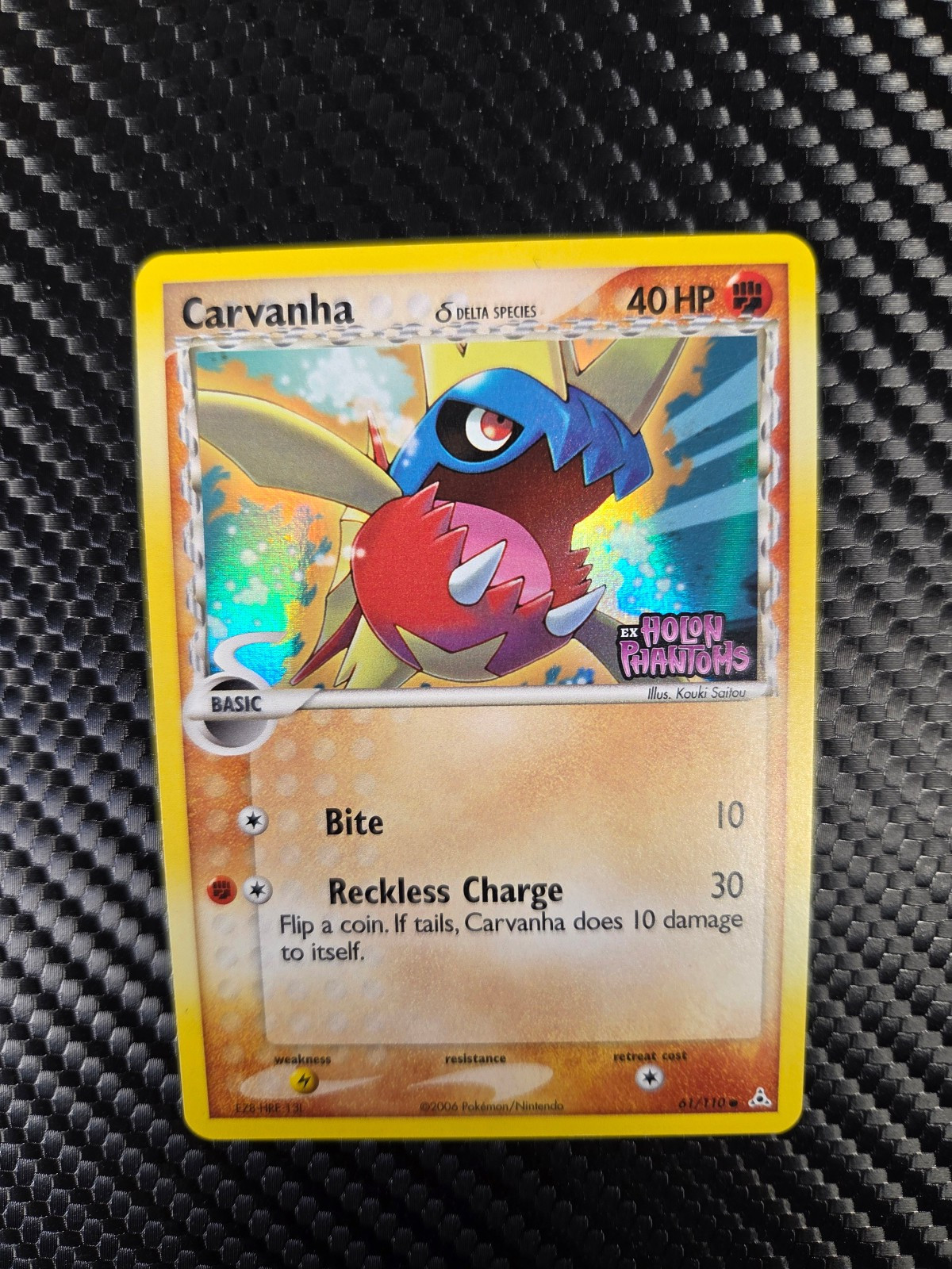 Pokémon TCG - Carvanha (61/110) EX Holon Phantoms Stamped - Reverse Holo - NM