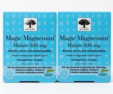 2X New Nordic Magic Magnesium Malate 800mg 60 Tablets for Muscles and Bones 0.52 per thousand milligrams