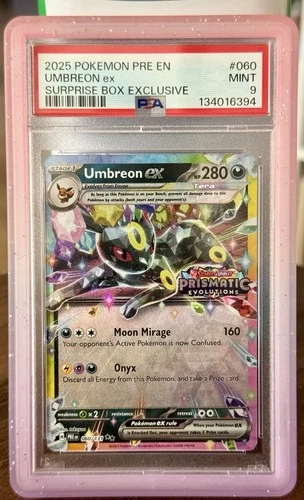 Umbreon ex #060 PSA 9 NM-MINT Surprise Box Exclusive Prismatic Evolutions Stamp