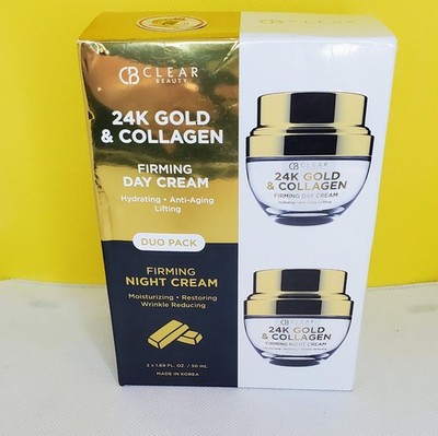 Clear Beauty 24K Gold & Collagen Firming Day Cream & Night Cream Duo Set 