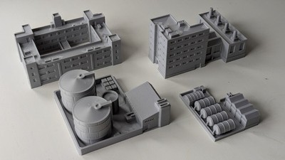 6mm Scale Table Top Wargaming Factory Set 3 - 4 Gebäude