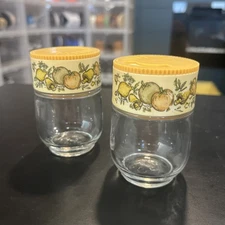 Set of 2 Vintage Corning Ware Glass GEMCO Spice Of Life Shaker Jar Cottage