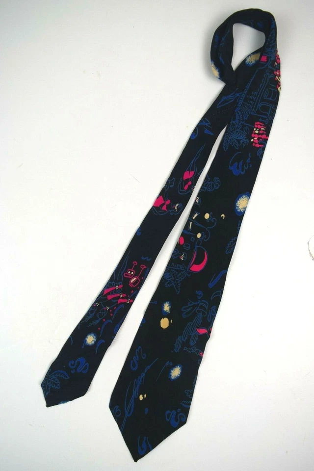 Галстук винтажный 40-е 50-е Cardinal NY живописный горизонтальный галстук 52,5 дюйма x 3,75 дюйма - Изображение 4 из 4