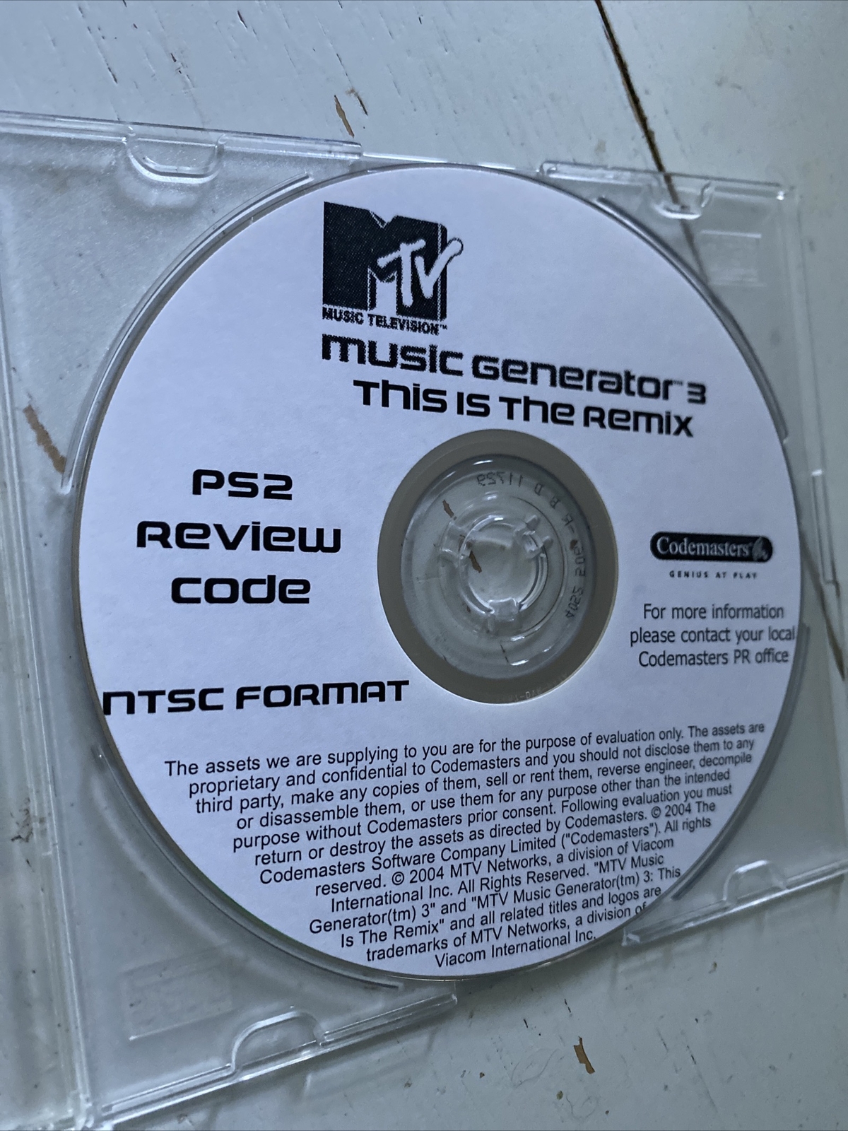 Disco de revisión MTV Music Generator 3: This Is The Remix (Microsoft Xbox, 2004)