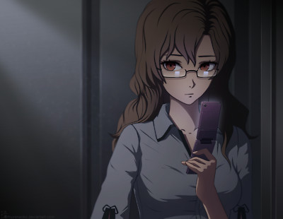 Anime girls steinsgate glasses phone kiryuu moeka long Play Gaming Mat Desk