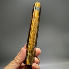 7.49" Natural Golden/Blue Chatoyant Tiger's Eye Tower, Healing Crystal Point