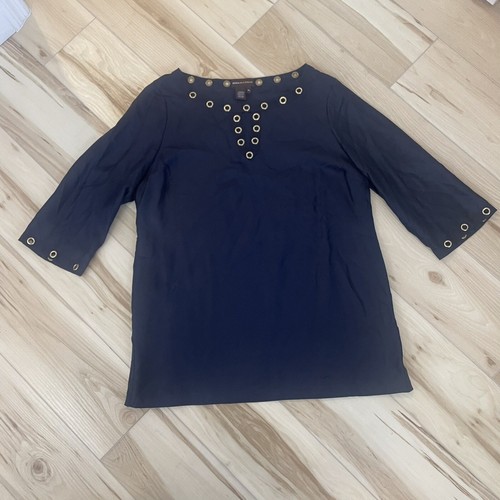 Chemisier Dana Buchman Femme 2X - Noir, Manches Courtes, Perles, Bohème (Occasion)