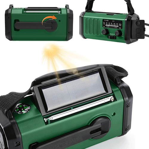 Radio de emergencia de manivela 20000 mAh radio con energía solar AM/FM radio de supervivencia - Imagen 7 de 17