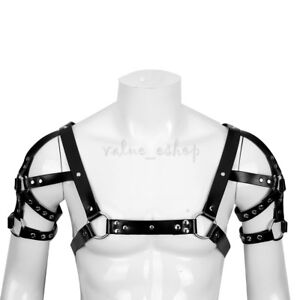 Mens Leather Body Chest Harness Clubwear Restrain Belt Costume Strap Dress Fancy 