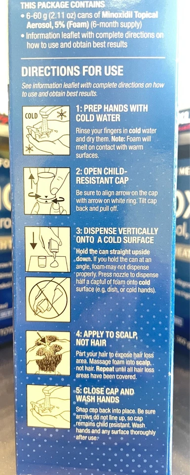 Kirkland Minoxidil 5% Foam Men Hair Regrowth Treatment  SEALED 6 MONTHS 1-2027+ - Image 3 of 4