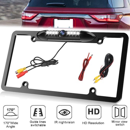 US License Plate Metal Frame Rear View Backup Camera CMOS HD LED Night Vision - Picture 2 of 14