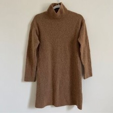 EVERLANE The Cozy Stretch Turtleneck Dress Heathered Toasted Coconut Size Small