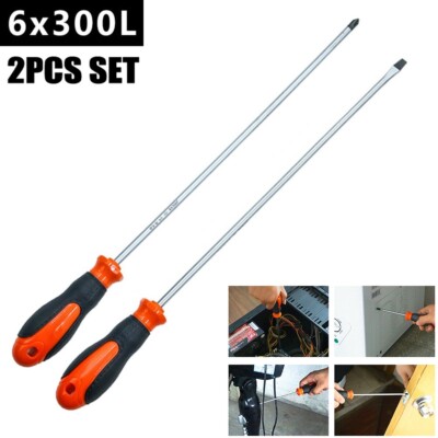 12 Inch Long Slotted Cross Screwdriver Magnetic Screwdriver With Rubber Handle