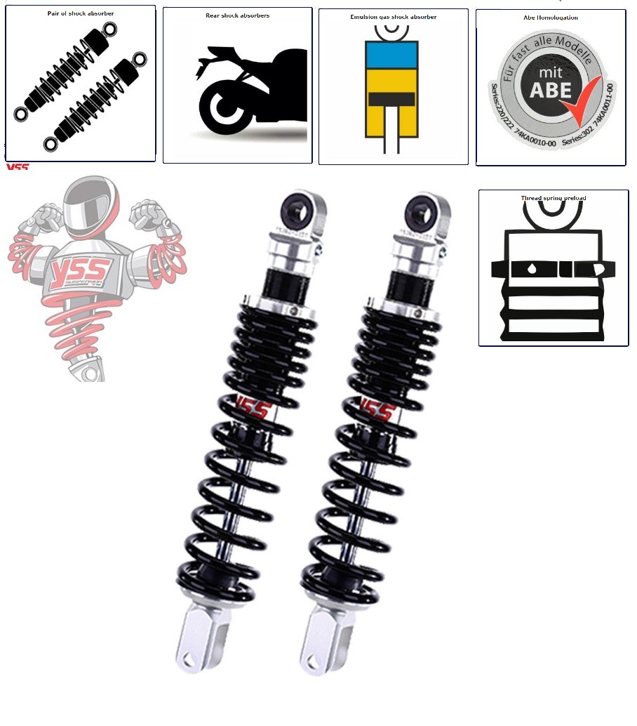 Amortisseur arrière YSS réglable pour Suzuki GS 1000 S et GSX 1000 Katana 1978-1981 en alu noir