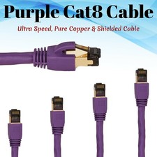 CAT8 Ethernet Cable Purple Copper RJ45 Network Lan Patch Cord SFTP 26AWG Lot