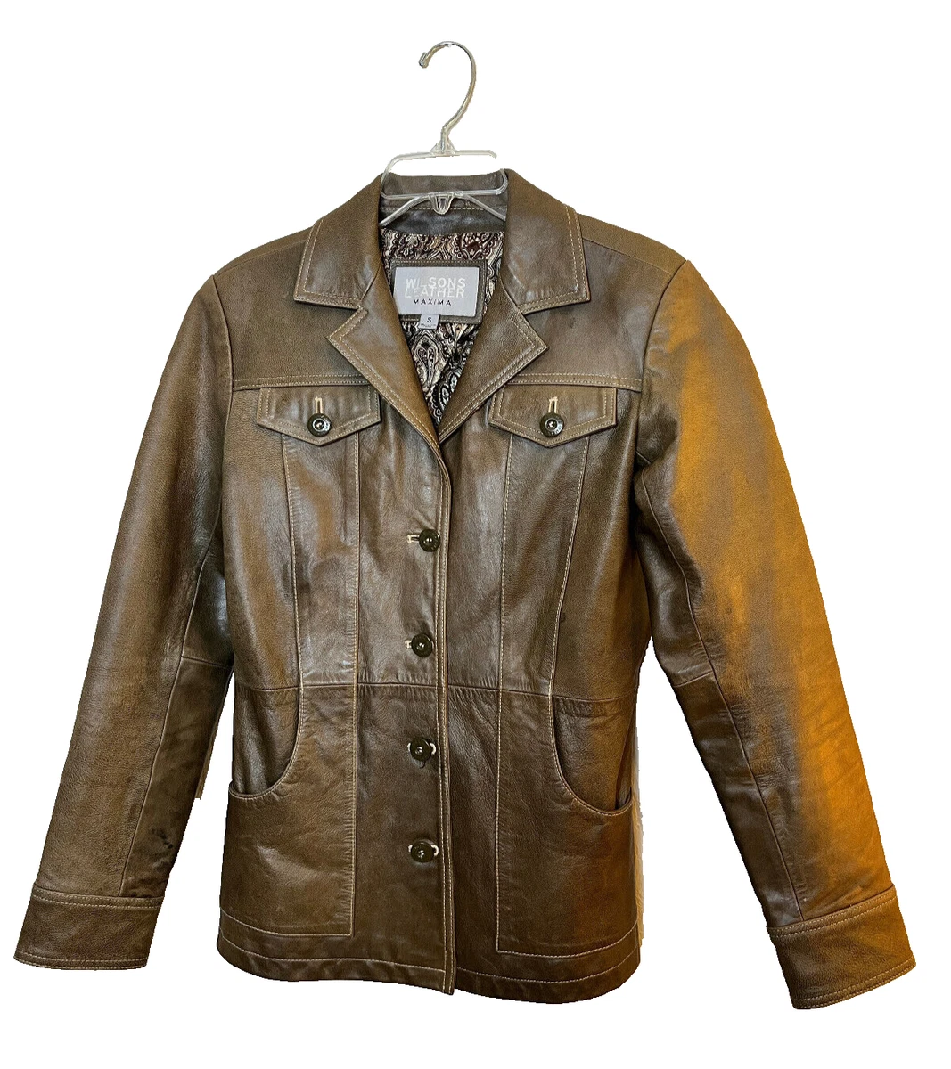 Button up shop leather jacket