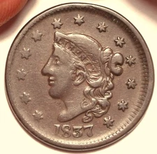 HT-334 1837 New York City Ezra Sweet Merchant Hard Times Token Sim to Large Cent