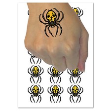 Spooky Spider with Skeleton Skull Markings Temporary Tattoo Water Resistant Set