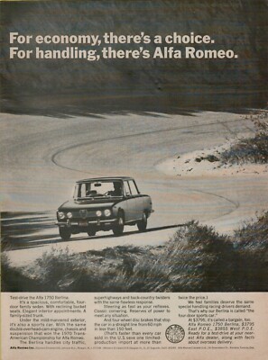 1971 Alfa Romeo 1750 Berlina Four Door Family Sedan Trans-Am VINTAGE PRINT AD