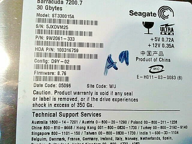 Seagate Barracuda 30GB Internal 7200RPM 3.5" (ST330015A) HDD XEROX P/N 121K38970 - Image 4 of 4