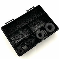 375 ASSORTED PIECE M4 M5 M6 M8 M10 M12 M16 M20 BLACK RUBBER FORM A WASHERS KIT