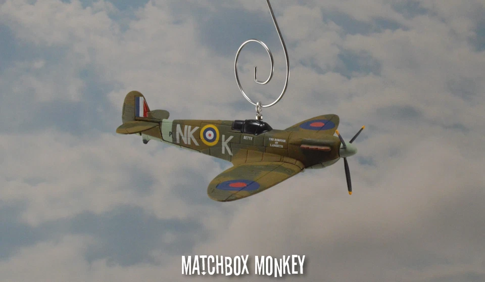 RAF Supermarine Spitfire WWII Single Prop Christmas Ornament Airplane Aircraft - Image 4 of 4