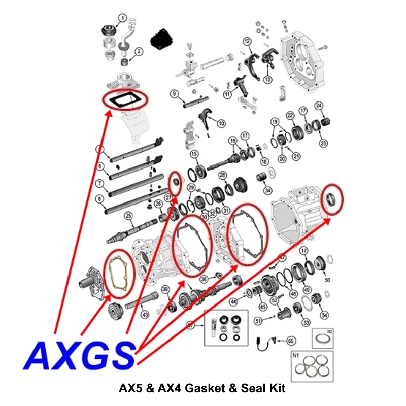 Kit de juntas y sellos Jeep AX5 AX4 1984-2002 Wrangler Cherokee CJ7 CJ8 Comanche Foto 4 de 4