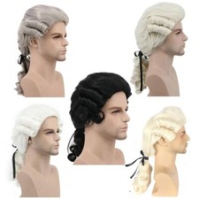 Lawyer Judge Baroque Cosplay Curly Wig Grey White Black Men Costume Wigs Party