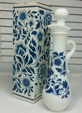 Vintage Avon Delft Blue "Moonwind" Foaming Bath Oil Decanter Full w/Original Box