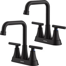 Matte Black Bathroom Sink Faucet, Hurran 4 4 inch, 2 Pack, X2
