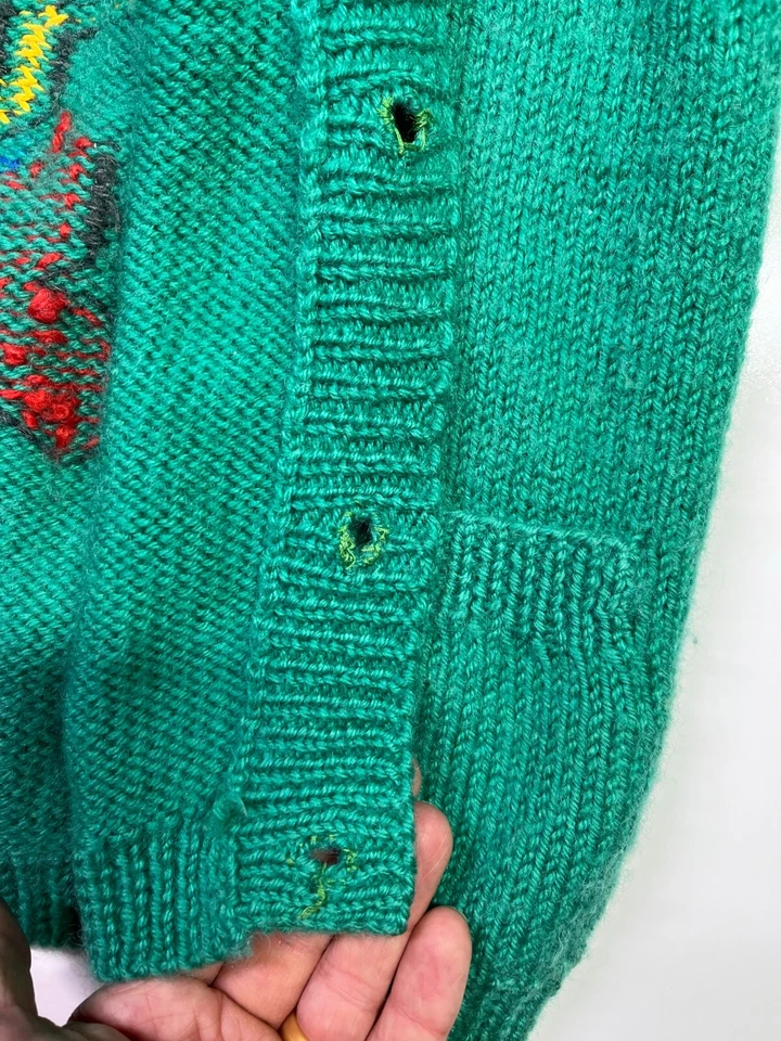 Cárdigan Acrílico Cuello en V Tejido Intarsia Pato Donald Vintage Años 80 Niño Foto 4 de 4