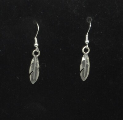 Native American  Made, Sterling Silver Feather Earrings, Cherokee COA #ER7