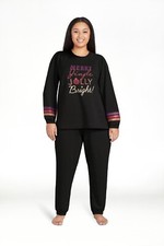 Joyspun 2Pc French Terry Holiday Pajama Gift Set Women's Plus Size 2X 18W-20W 