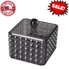 Square Acrylic Cotton Ball Holder Q-tip Holder Bathroom Swab Dispenser Black New
