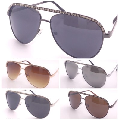 New mens Womens Rhinestones Fashion Metal Frame Aviator Sunglasses Shades(#5037)