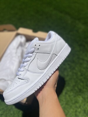 Size 9 - Nike Dunk Pro SB Low Triple White | eBay