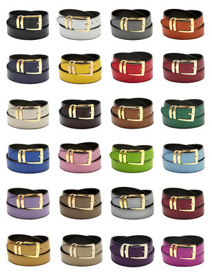 #ad Men#x27;s Belt Reversible Wide Bonded Leather Gold Tone Buckle Over 20 Colors $18.95