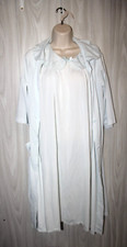Shadowline Peignoir Nightgown Robe Set Long Lace Size SMALL Vintage Pale Blue