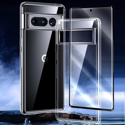 Heavy-Duty Premium Screen Protector Soft TPU Back Case f Google Pixel 7 Pro USA