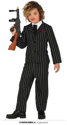 Costume gangster bambino Gomez Famiglia Aaddam vestito rigato