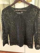 Womans Black Elegant Lace Openwork Jacket (ideal For Weddings )6/8