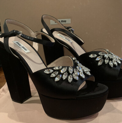 Mui Mui Platfrom Shoes, NEW w Tag and box, Black w Jewels