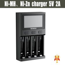 4A Fast Smart Battery Charger Li-ion Ni-MH Ni-Zn AA AAA with LCD Display 4 Slot