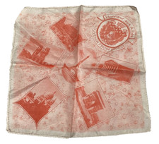 8" Red White Vintage Women's Handkerchief Honneur Allies Souvenir Paris Landmark
