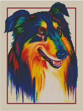 Colorful Collie Dog Counted Cross Stitch Chart No. 16-147 
